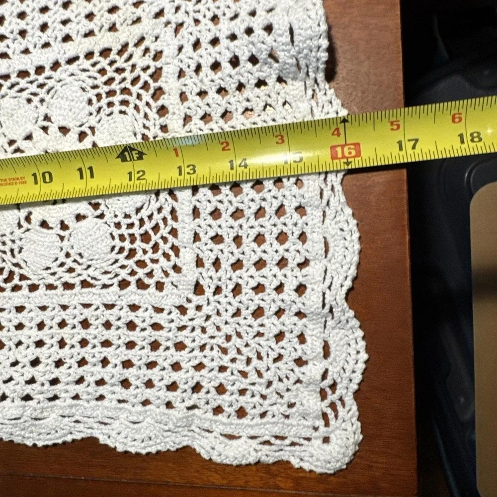 Set of 4 Vintage Hand Crocheted Doilies White Cotton Lace